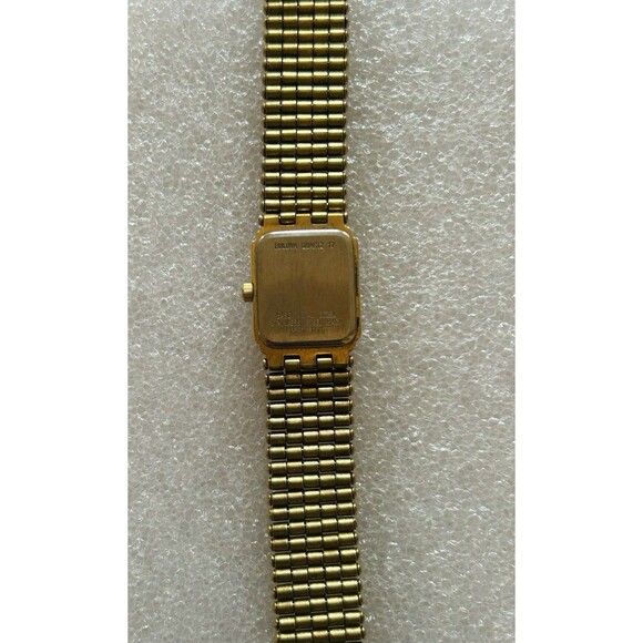 Ladies Vintage Black Dial Bulova Quartz Diamond Accent Watch Gold Tone - Picture 7 of 8
